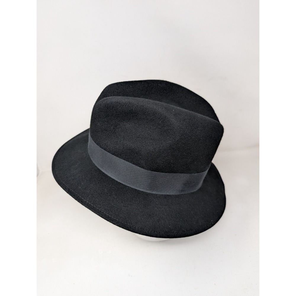 Bollman Hat Co Black Doeskin Felt 100% Wool Fedora Hat Size ‎ 6 7/8 Small 55 CM - Picture 3 of 8